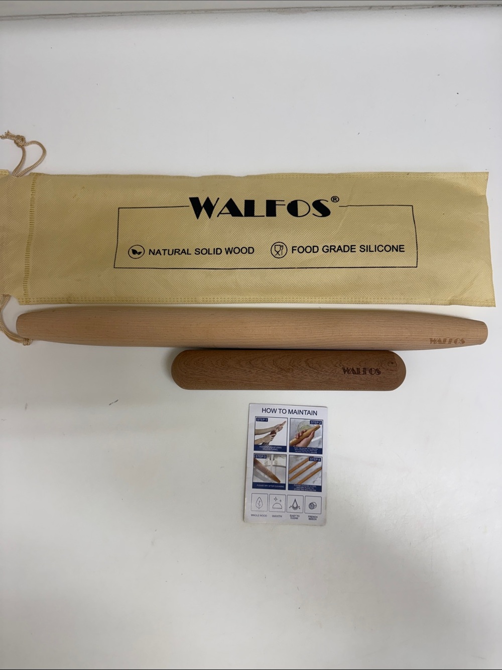 Walfos Natural Wood Rolling Pin Set in Brown